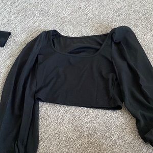Black dressy long sleeve cropped top